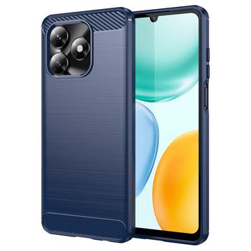 Honor X5c/X5c Plus Børstet TPU Cover - Karbonfiber - blå
