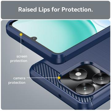 Honor X5c/X5c Plus Børstet TPU Cover - Karbonfiber - blå