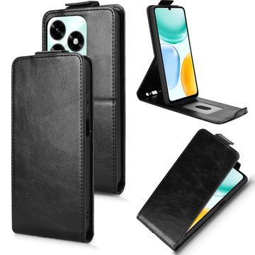 Honor X5c Plus lodret flip-etui med stativ - sort