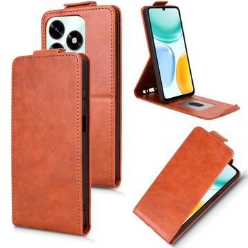 Honor X5c Plus lodret flip-etui med stativ - Brun