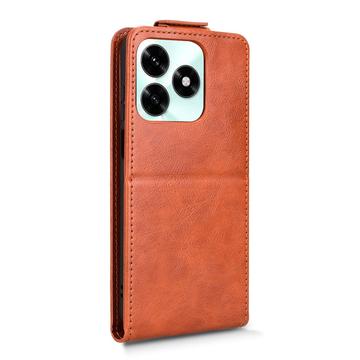Honor X5c Plus lodret flip-etui med stativ - Brun