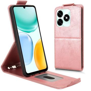 Honor X5c Plus lodret flip-etui med stativ - rosaguld