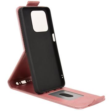 Honor X5c Plus lodret flip-etui med stativ - rosaguld