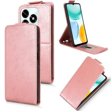 Honor X5c Plus lodret flip-etui med stativ - rosaguld