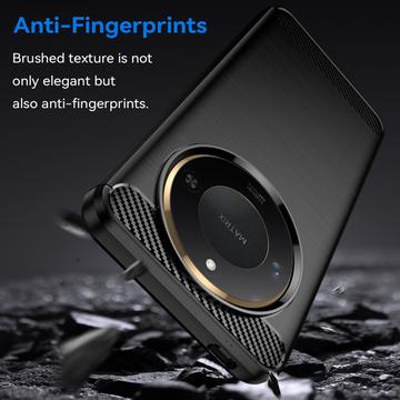 Honor X60 Børstet TPU Cover - Karbonfiber - Sort