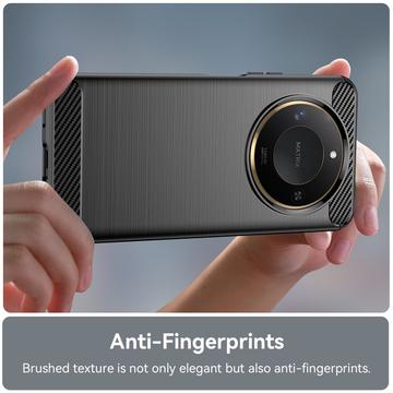 Honor X60 Børstet TPU Cover - Karbonfiber - Sort