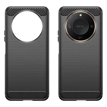 Honor X60 Børstet TPU Cover - Karbonfiber - Sort