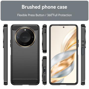 Honor X60 Børstet TPU Cover - Karbonfiber - Sort