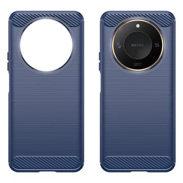 Honor X60 Børstet TPU Cover - Karbonfiber - Blå