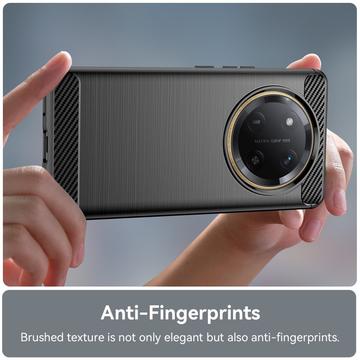 Honor X60 Pro Børstet TPU Cover - Karbonfiber - Sort