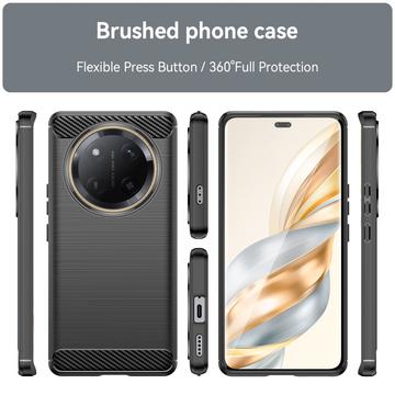 Honor X60 Pro Børstet TPU Cover - Karbonfiber - Sort