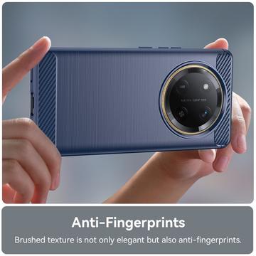 Honor X60 Pro Børstet TPU Cover - Karbonfiber - Blå