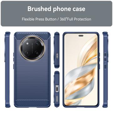 Honor X60 Pro Børstet TPU Cover - Karbonfiber - Blå