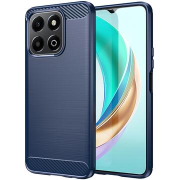 Honor X6b Børstet TPU Cover - Karbonfiber - Blå