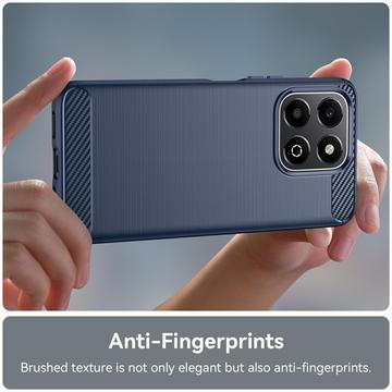 Honor X6b Børstet TPU Cover - Karbonfiber - Blå