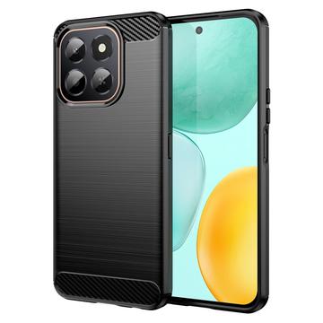 Honor X6c Børstet TPU Cover - Karbonfiber - Sort