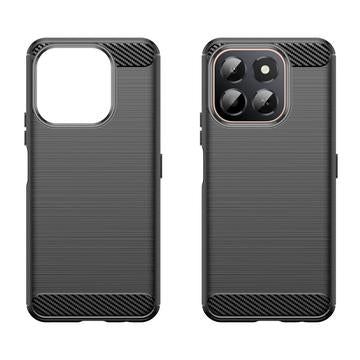 Honor X6c Børstet TPU Cover - Karbonfiber - Sort