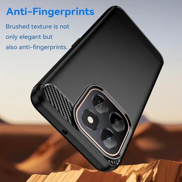 Honor X6c Børstet TPU Cover - Karbonfiber - Sort