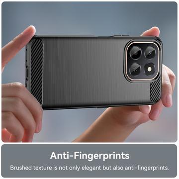 Honor X6c Børstet TPU Cover - Karbonfiber - Sort