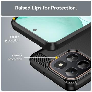 Honor X6c Børstet TPU Cover - Karbonfiber - Sort