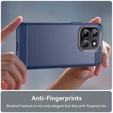 Honor X6c Børstet TPU Cover - Karbonfiber - blå