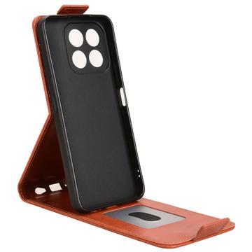 Honor X6c lodret flip-etui med stativ - Brun