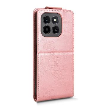 Honor X6c lodret flip-etui med stativ - rosaguld