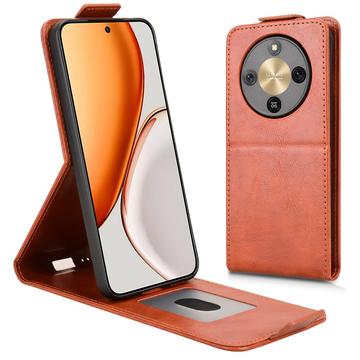 Honor X70/X9d/Magic8 Lite lodret flip-etui med stativ - Brun