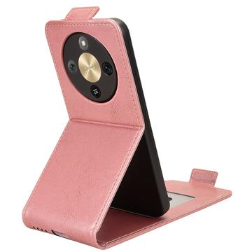 Honor X70/X9d/Magic8 Lite lodret flip-etui med stativ - rosaguld