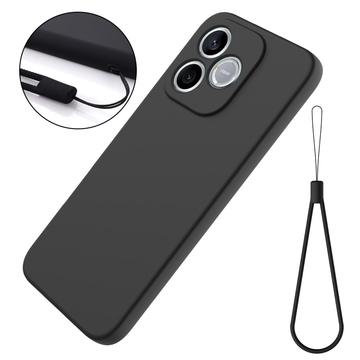 Honor X80i/600 Lite/500 Smart Flydende silikone cover med håndrem - Sort
