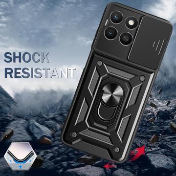 Honor X8c Roterende Ring Hybrid Cover med Kameraskjold - Sort