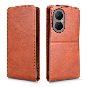 Huawei Enjoy 80 lodret flip-etui med stativ - Brun