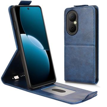 Huawei Enjoy 80 lodret flip-etui med stativ - mørkeblå