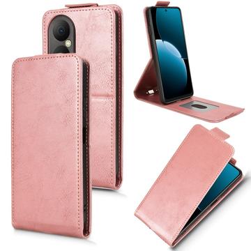 Huawei Enjoy 80 lodret flip-etui med stativ - rosaguld
