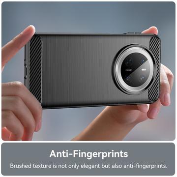 Huawei Mate 70 Børstet TPU Cover - Karbonfiber - Sort