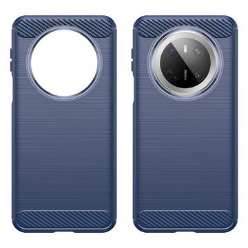 Huawei Mate 70 Børstet TPU Cover - Karbonfiber - Blå