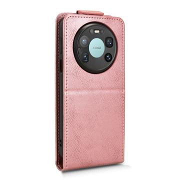 Huawei Mate 80 Pro Max lodret flip-etui med stativ - rosaguld