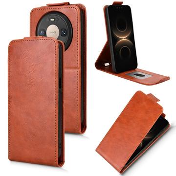 Huawei Mate 80/80 Pro lodret flip-etui med stativ - Brun