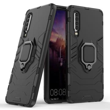Huawei P30 Hybrid Cover med Ring Holder - Sort
