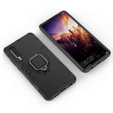 Huawei P30 Hybrid Cover med Ring Holder - Sort