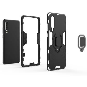 Huawei P30 Hybrid Cover med Ring Holder - Sort