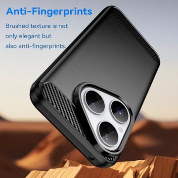 Huawei Pura 80 Børstet TPU Cover - Karbonfiber - Sort