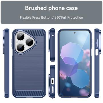 Huawei Pura 80 Børstet TPU Cover - Karbonfiber - blå
