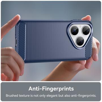 Huawei Pura 80 Børstet TPU Cover - Karbonfiber - blå