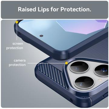 Huawei Pura 80 Børstet TPU Cover - Karbonfiber - blå