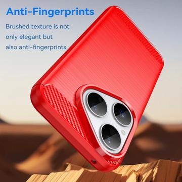 Huawei Pura 80 Børstet TPU Cover - Karbonfiber - rød