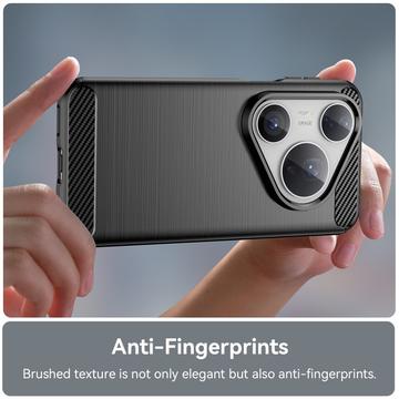 Huawei Pura 80 Pro/80 Pro+/80 Ultra Børstet TPU Cover - Karbonfiber - Sort
