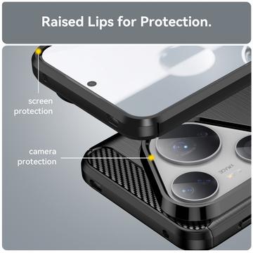 Huawei Pura 80 Pro/80 Pro+/80 Ultra Børstet TPU Cover - Karbonfiber - Sort