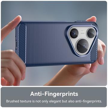 Huawei Pura 80 Pro/80 Pro+/80 Ultra Børstet TPU Cover - Karbonfiber - blå