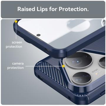 Huawei Pura 80 Pro/80 Pro+/80 Ultra Børstet TPU Cover - Karbonfiber - blå